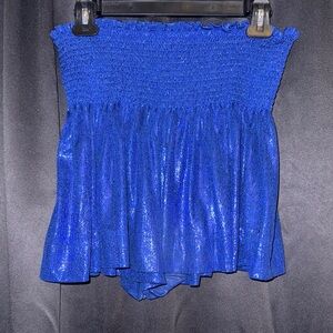 Metallic Blue Queen of Sparkles Swing Shorts sz L